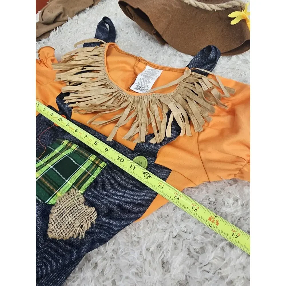 Girls L 10-12 Pumpkin Patchwork Dress Fall Festival Scarecrow Halloween Costume